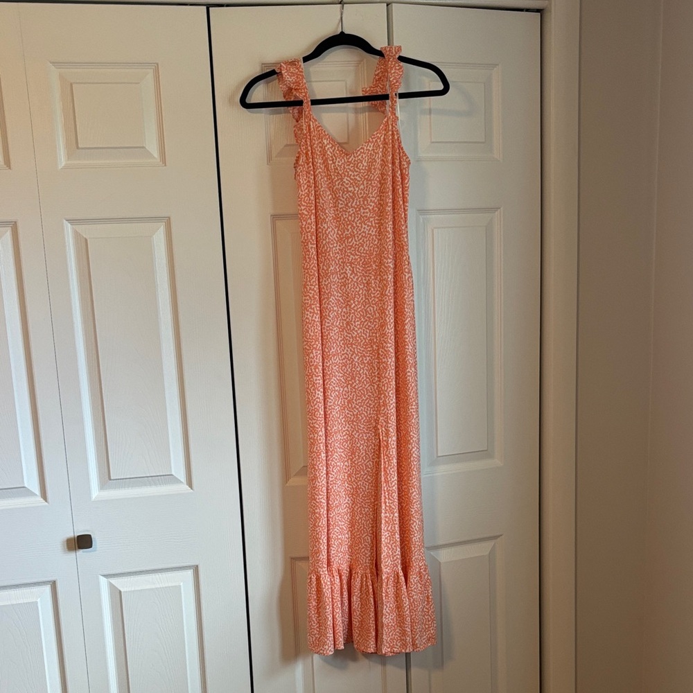 EXPRESS Orange/Pink Sleeveless Ruffle Dress